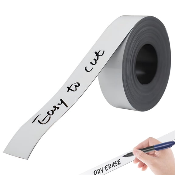 White Dry Erase Magnet Tape, 1" x 10 FT/Roll Blank Magnets Sticky Labels Strips Writable Cutable Magnetic Roll for Refrigerator, Whiteboards, Lockers Topboutique