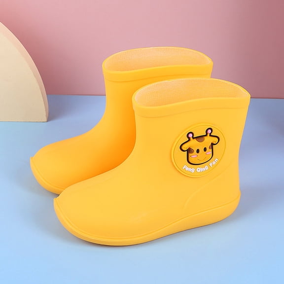 XIMIN Kids Boys Girls Rain Boots PVC Cute Cartoon Elephant Rubber Rainboots Non-Slip Shoes Waterproof Baby Lightweight Easy-On Slip On Boots