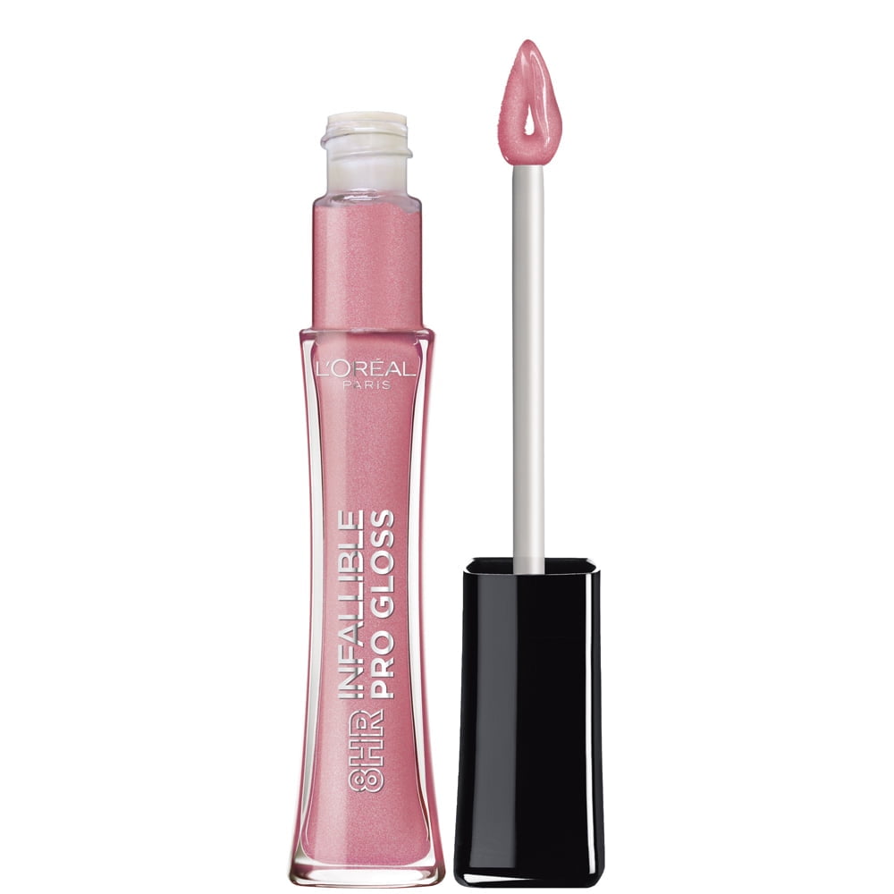 (2 pack) L'Oreal Paris Infallible 8 Hour Lip Gloss, Hydrating Shine Liquids, Pink Opal, 0.21 fl oz
