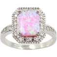 thumbnail image 1 of 925 Sterling Silver Fashion Square Cubic Simulated Opal Ring for Women Girls Marriage-Style Engagement Jewelry Ring Thumbwheel Ladies (Color: Color2, Size: 9) (Color4 9), 1 of 2