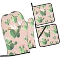 thumbnail image 2 of Cactus Pattern Oven Mitts and Pot Holders Sets for Kitchen 4 Pcs 7"X11" Heat Resistant Baking Cooking, 2 of 6