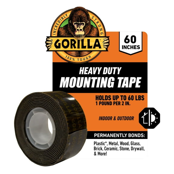 Gorilla Heavy Duty Mounting Tape, 60in Black Tape Material Model