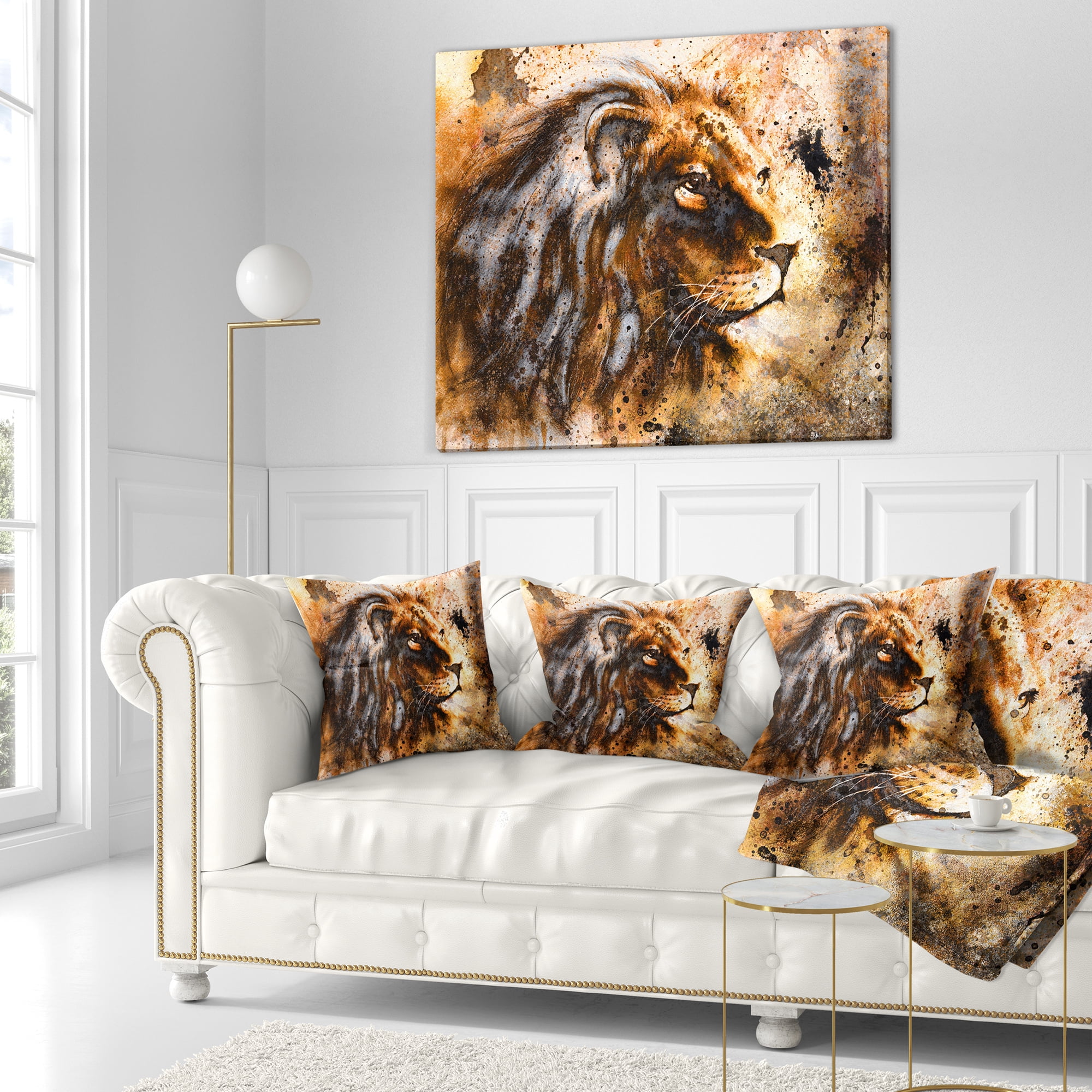 Designart Lion Collage - Animal Throw Pillow - 18x18