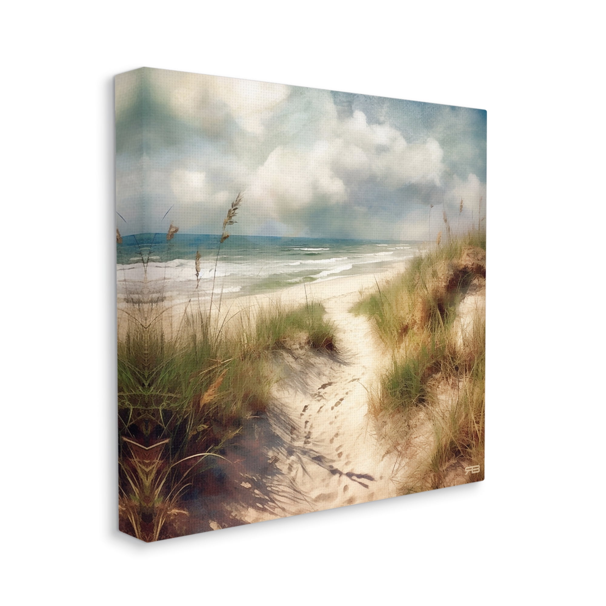 Stupell Industries Sandy Footprints Beach Path Nature Painting Gallery Wrapped Canvas Art Print Wall Art, 36 x 36