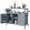 Grey Blue, variant on 50.25" W Grill Cart with Stainless Steel Tabletop - Outdoor Storage Cabinet for BBQ, Bar Patio Kitchen Island with Ample Storage and Lockable Wheels,Brown