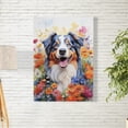 thumbnail image 2 of Welcome Spring Summer Australian Shepherd Portrait Flower Blue Sky Vertical Matte Canvas Poster Aussie Dog Lover Gifts Wall Art Home Decor - 12001, 2 of 5