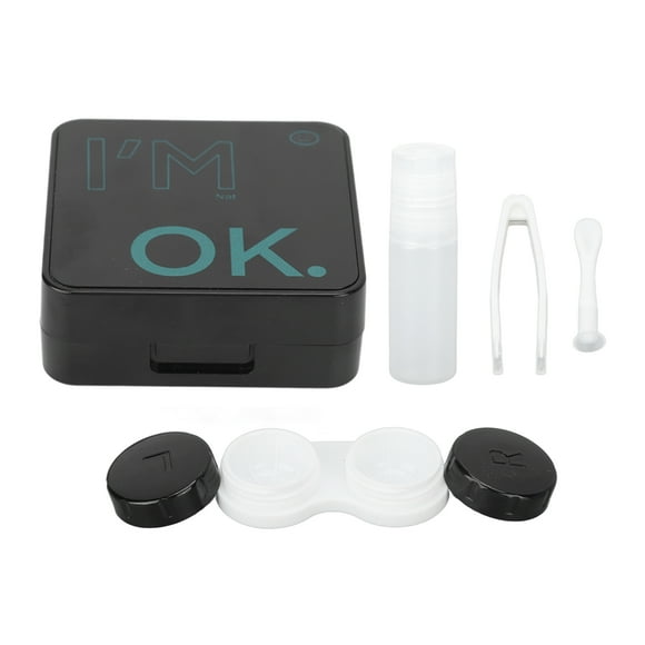 Estuche Para El Cuidado De Lentes De Contacto, Apariencia De Letra Negra Compacta Portátil Estuche Para Lentes De Contacto Simple Cuidado De La Salud Para Mujeres Para La Oficina ANGGREK No
