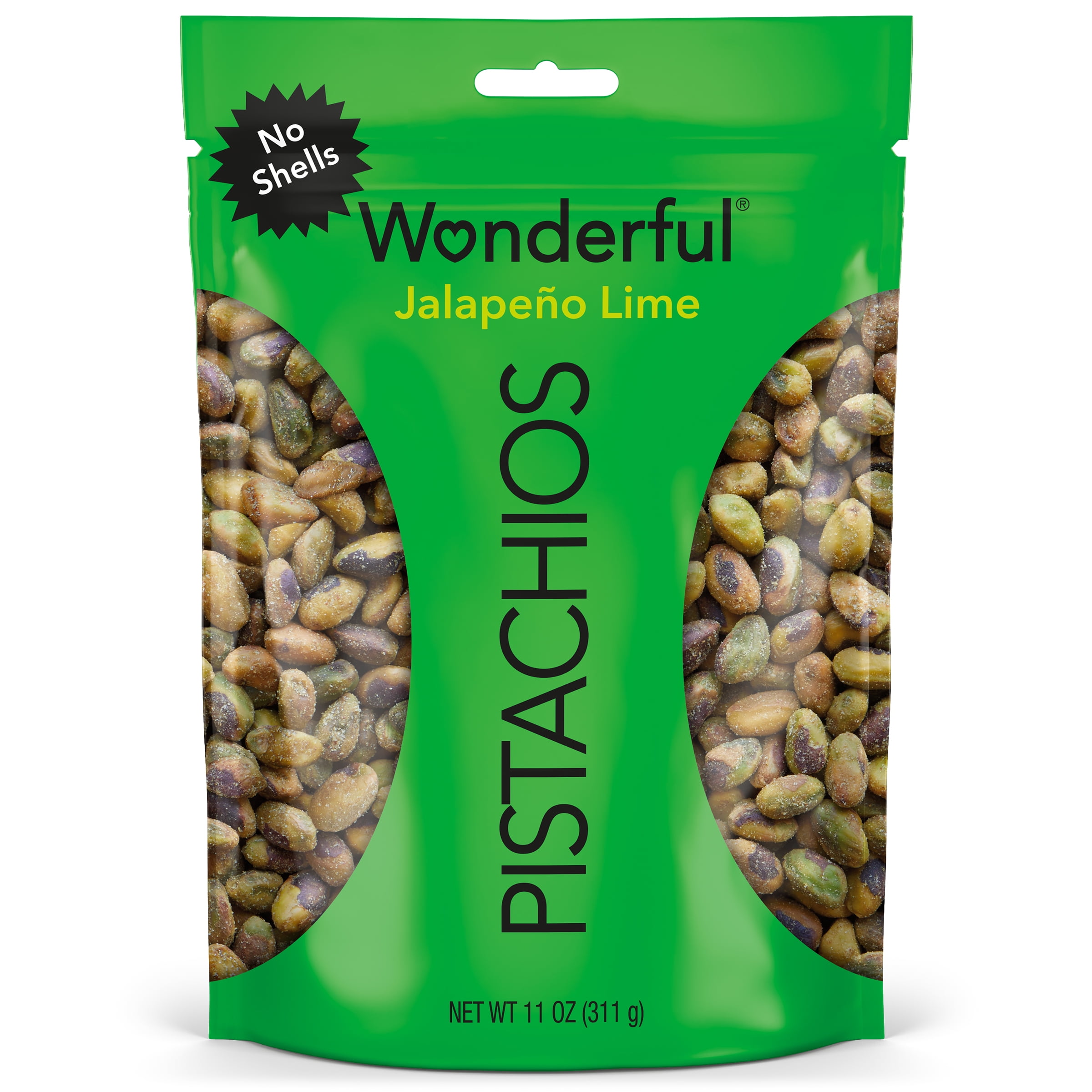 (5 pack) Wonderful Pistachios No Shells Jalapeno Lime Nuts, 11 Ounce Bag