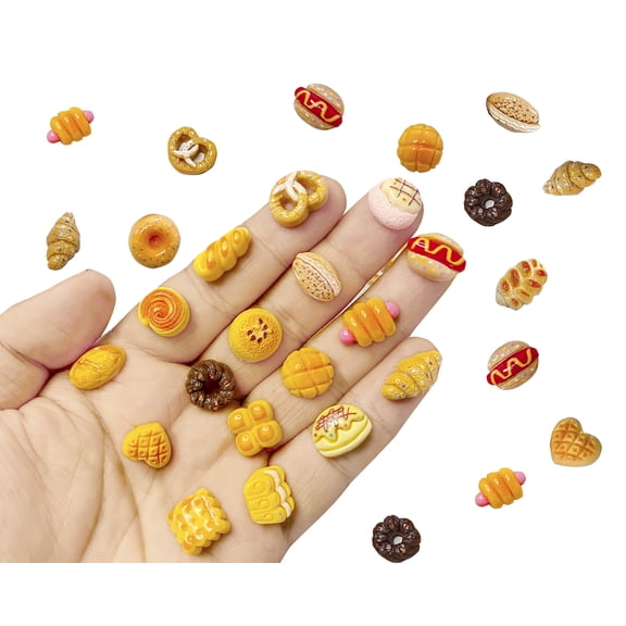 100 PCS Mini Bread for Dollhouse Miniatures Mini Food for Crafts Tiny Resin Things for Dollhouse Mini Kitchen Micro Landscaping Decoration