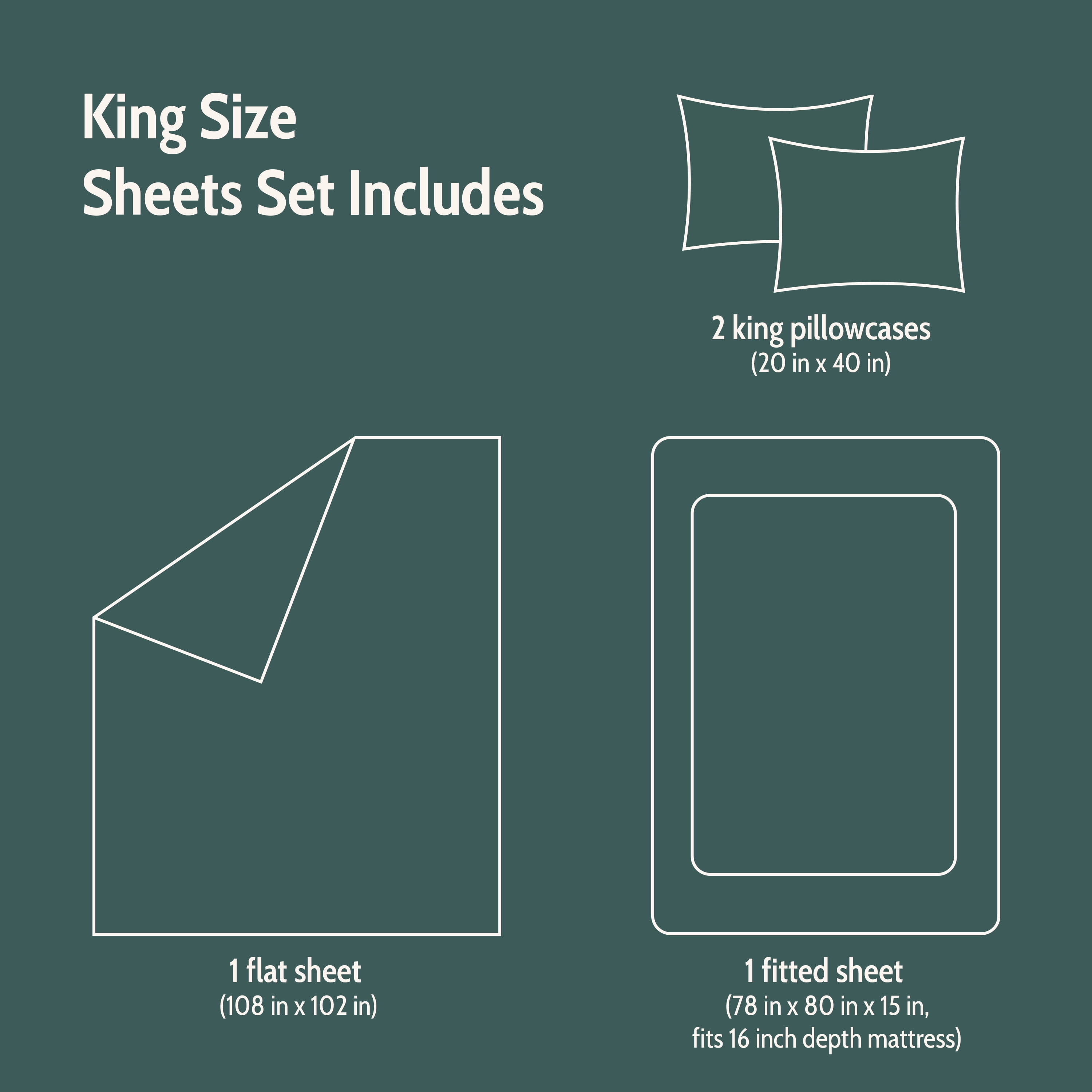 Seed & Stone Recycled Cotton Percale Bed Sheet Set, Soft, with Deep Pockets, King, Blue, 4-Piece