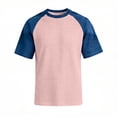 thumbnail image 5 of Dresfit Womens Tops Denim Short Sleeve Crewneck Shirts 2026 Summer Waffle Knit Outdoor T Shirt Color Block Plus Size Ralgan Baseball Shirt 2XL, 5 of 7