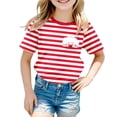 thumbnail image 2 of YMNXA Childrens Girls Boys T Shirt Short Sleeve Round Neck Carnival Stripe Print Festive Comfortable Tee Top For Casual Daily Wear,Red,3-4 Years, 2 of 4