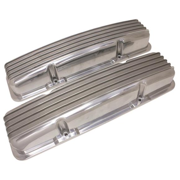 Aluminum Chevy Sb 283-400 Short Valve Covers Full Finned - Polished without Holes