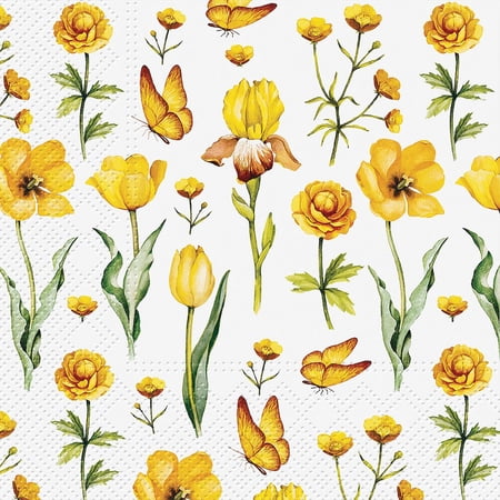 Luncheon Blossoms Napkins. 20 Pack