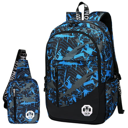 Backpack, 2Pc Oxford School Backpack Book Bag Laptop Bag Sling Bag Set Men's Casual Backpack School College Travel Backpack for Boys (Best Sling Backpack For Laptop)
