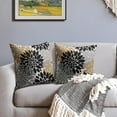thumbnail image 3 of Black Brown Pillow Covers 16x16 Set of 2 Grey Dahlia Modern Geometry Flower Decorative Throw Pillows Outdoor Summer Floral Farmhouse Pillowcases Cushion Case Decor for Home Sofa Couch Bed, 3 of 6