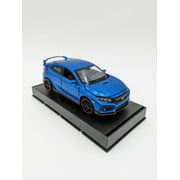 Honda Civic Type R Sports  Toy Vehicle 1:32 Diecast Car Model Metal Pull Back Vehicles Doors Open Light Sound Alloy Casting Toys Kids Boys Adults Birthday Gifts 1 32 Scale Model Blue