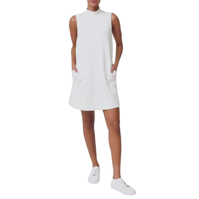 Lucakuins Vestido sin mangas de verano para mujer Color sólido Sin mangas Medio cuello alto Línea A Vestido suelto con bolsillo Lucakuins moda