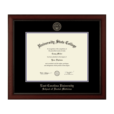 Framerly - East Carolina University School of Dental Medicine 14w x 11h Diploma Frame - Fits a bachelor's, master's and phd - Gold Embossed Diploma Frame