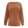 thumbnail image 4 of JGGSPWM Womens 2024 Fashion Sweatshirts Side Split Zipper Oversized Sweatshirt Basic Tops Long Sleeve Fall Casual Lightweight Pullovers Coffee L, 4 of 5