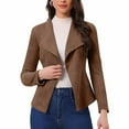 thumbnail image 2 of Ounisa Women's Coats Tops Fashion Faux Suede solid color Jackets 2025 Clothes Lapel Long Sleeve Open Front Outerwear Cropped Blouse, 2 of 8