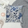 thumbnail image 2 of Creowell  Leaf Branch Jacquard Throw Pillow Covers 18x18 Inch  Decorative Leaf Pillowcases Square Cushion Covers for Couch, Blue/Grey Leaf, 2 of 5