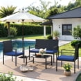 thumbnail image 2 of UDPATIO 4 Piece Patio Furniture Sets, Outdoor Conversation Sets of 4, 4 Pieces Wicker Patio Furniture Set with Coffee Table, Navy Blue, 2 of 7