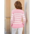 thumbnail image 2 of Women'S Striped Sweaters Casual Crew Neck Long Sleeve Pullover Oversized Cable Knit Loose Jumper Tops Pink L, 2 of 8