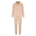 thumbnail image 3 of RQYYD Two Piece Outfits For Women Lounge Sets For Women Sweatpant Joggers Set Tracksuit Sweatsuits Hoodies For Women on Clearance(24#Khaki,L), 3 of 7