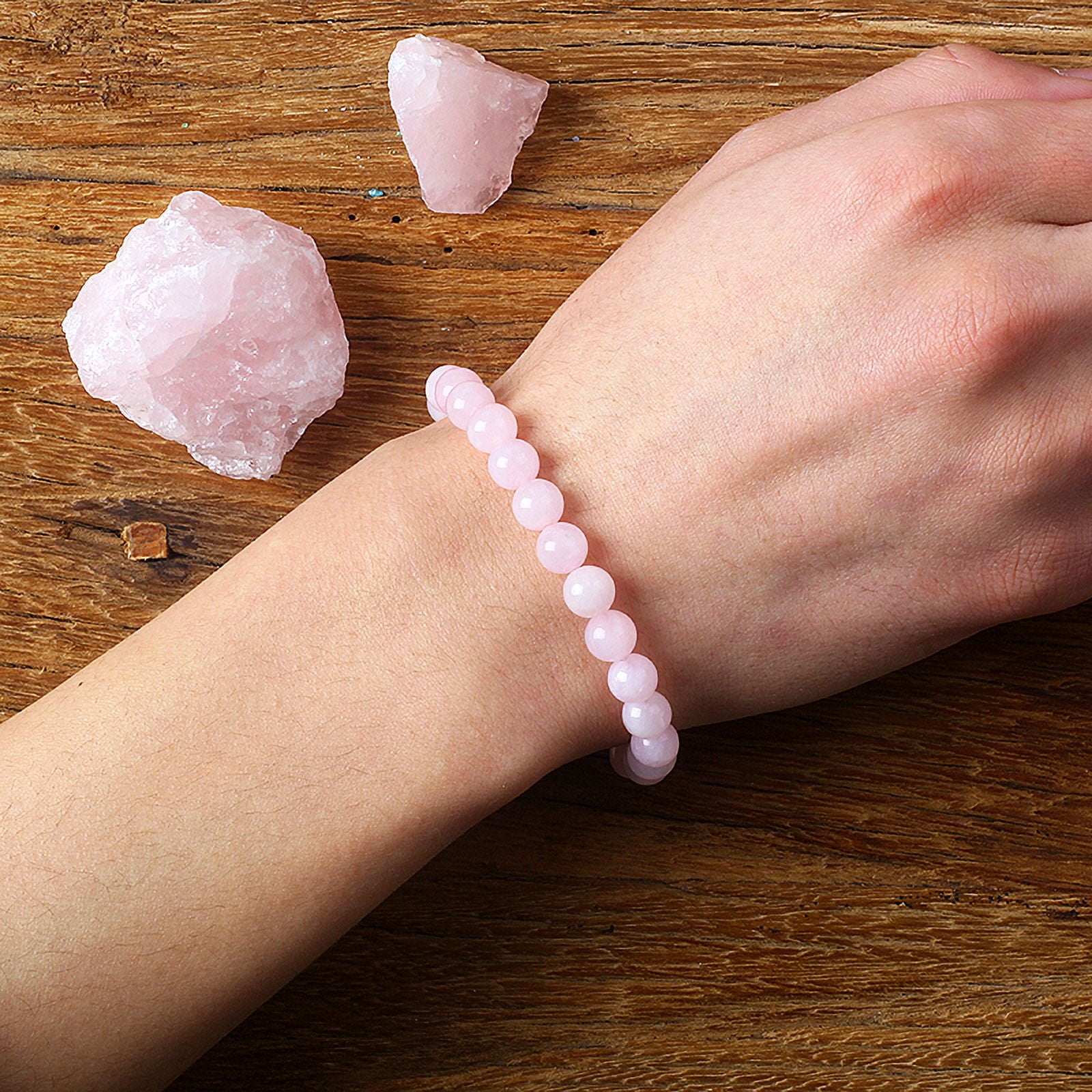 Bracelets en Quartz Cristal Rose Poudre pour Femmes Bracelets