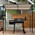 thumbnail image 4 of SAZYY 7ft Grill Gazebo, Patio Barbecue Canopy with Serving Shelf and Storage Hooks, Curved Grill Shelter w/Heavy-Duty Steel Frame Sunshade Gazebo for Outdoor Garden, Beige, 4 of 5