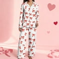 thumbnail image 4 of Silk Pajamas for Women Valentines Pajamas for Women Long Sleeve Bow Print Button down Loungewear Women's Pjs Sets, 4 of 5