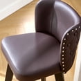 thumbnail image 6 of TEWLOSS Brown Counter Stools Set of 2 - 27.5" Swivel PU Leather, Button Tufted & Wood Legs, 6 of 9