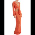 thumbnail image 3 of Conjunto de Dos Piezas de Crochet para Mujer: Top Corto de Larga con Nudo y Falda con Cordón. Naranja Rojo S, 3 of 7