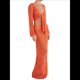 thumbnail image 3 of Conjunto de Dos Piezas de Crochet para Mujer: Top Corto de Larga con Nudo y Falda con Cordón. Naranja Rojo M, 3 of 7