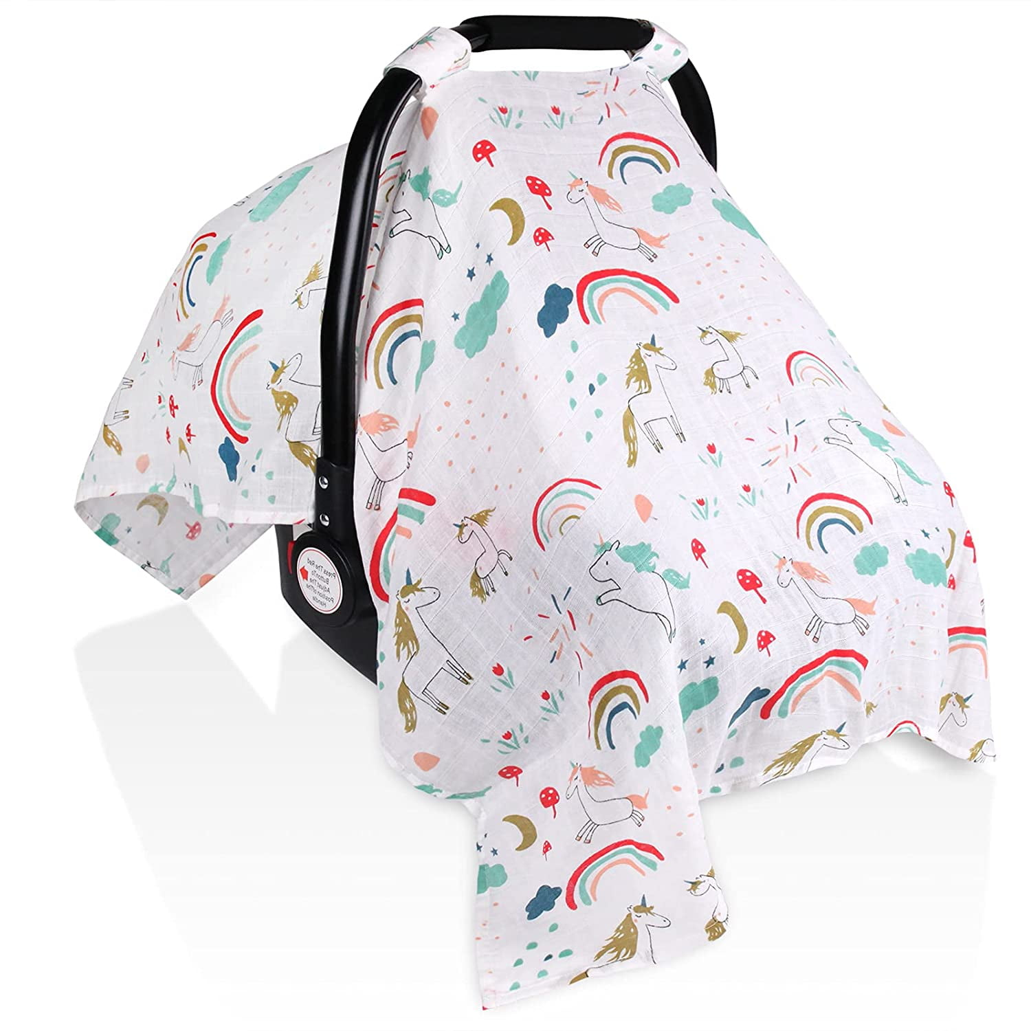 Plant Newborn Summer Stroller Canopies Muslin Cotton Infant Carseat Canopy Lightweight Breathable Carrier Cover for Babies Baby Car Seat Covers for Boys Girls 