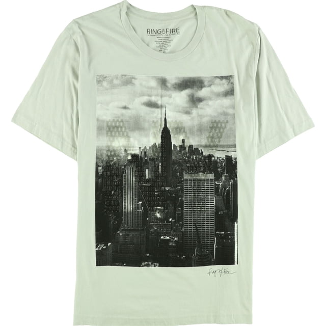 Ring Of Fire - Camiseta gráfica para hombre de la ciudad de Nueva York, gris, grande Ring Of Fire Camiseta gráfica