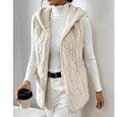 thumbnail image 5 of QQZ Long Cable Fuzzy Zip Up Hooded Vest Women, Zip Up Sweatshirt Women, Lightweight Cardigans For Women Trendy, Fall Travel Daily Business Casual Outdoor Outfits, 5 of 8