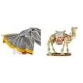 thumbnail image 1 of Manta De Punto A Rayas Con Figura De Camello, Suave Y Cálida Manta De Estilo Rústico Y Estatua De Animal De Resina Para Dormitorio, Sofá, Cama, Silla, Entrada, Estante, Sala De Estar,, 1 of 8