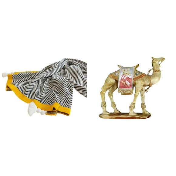 Manta de punto,Manta de punto decorativa para el hogar,Figura de escritorio,Figura de camello,decoración moderna,regalo de inauguración de la casa,Estatua de animal de resina coleccionable