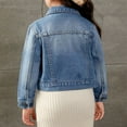 thumbnail image 5 of Mercatoo Kids Girls Denim Jackets Ripped Distressed 𝐕intage Casual Jeans Coats Long Sleeve Fall Button Front Jeans Outwear, 5 of 7