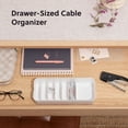 thumbnail image 2 of U Brands Cable Storage Organizer with 7 Compartments, Drawer or Desktop, 11"L x 4.37"W x 2.37"H, White/Linen, 2 of 6