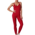 thumbnail image 2 of YFPWM Jumpsuits for Women Elegant Long Sleeve Bodycon Buttons Rompers Elastic Waist Stretchy Jumpsuit Tie Mini Short Jumpsuit Elegant Straight Pants Stitching Solid Color Seamless Yoga Pants, 2 of 9