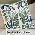 thumbnail image 4 of Tosleo Flower Embroidered Throw Pillow Covers 18x18 inch Pack of 2 Green Leaves with Birds Floral Pillowcases Farmhouse Decorative Coastal Pillow Cushion Cases Square Navy Blue Flower Pillow Case, 4 of 7