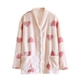 thumbnail image 2 of FDGIU Women's Fleece Pajama Jacket‌, Oversized V-Neck Cardigan Coat with Pockets, Cozy Winter Sleepwear & Loungewear, 2 of 7