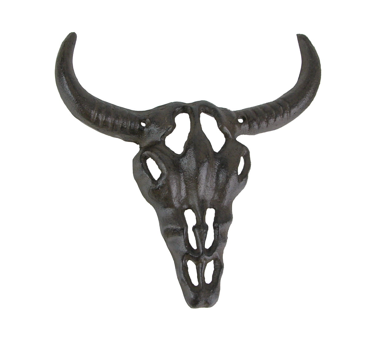 Rustic Cast Iron Cow Skull Wall Hanging Long Horn Sculpture Western Decor Art