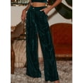 thumbnail image 4 of KelaJuan Women Wide Leg Pants Solid Color Casual Loose Velvet Trousers with Pockets for Work Office Streetwear, 4 of 6