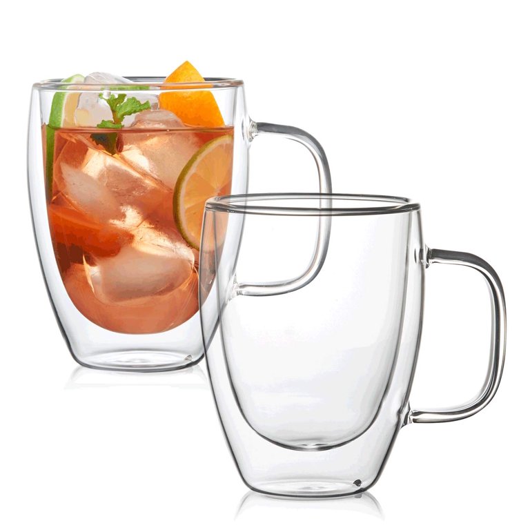 Feiona Transparent Cylindrical Double Glass Coffee Cup Beer Cups Heat  Resistant Healthy Drink Mug Tea Whiskey Glass Cups Drinkware 