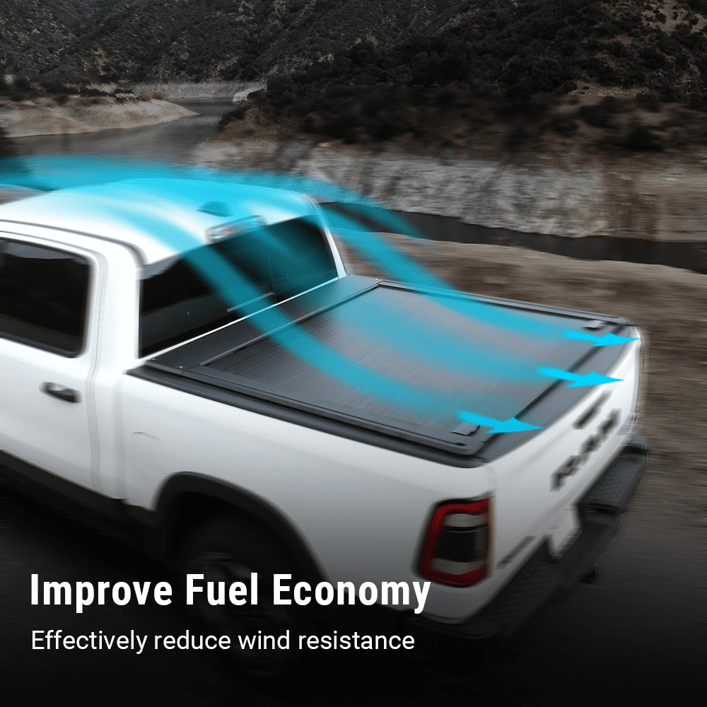 Syneticusa MR Series Retractable T-Slot Rails Hard Truck Bed Cover for 2009-2026 Ram 1500 5.7ft Bed