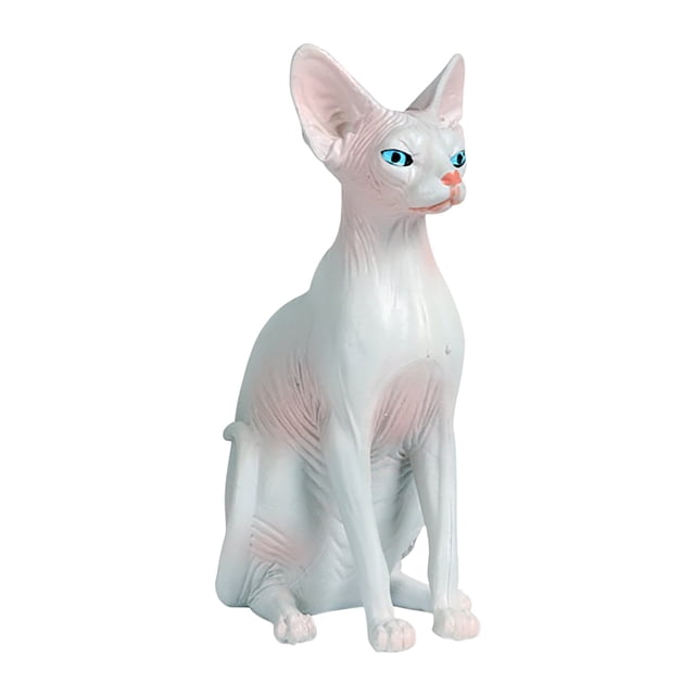 Modèle de Simulation de Chat Sans Poils - Figurine d'Animal Réaliste et Statique pour Jeu Éducatif et Collectionneurs
